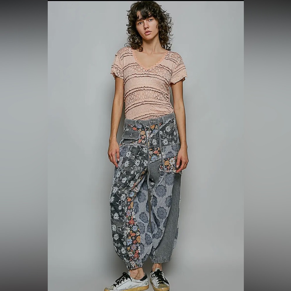 POL Multicolor Patchwork Wide-Leg Pants. (JUST IN for SPRING) - Picture 4 of 5